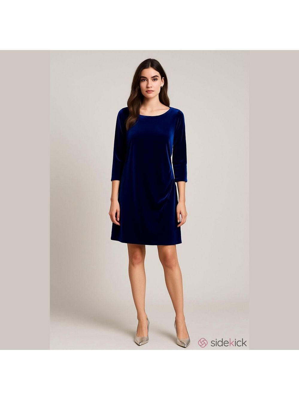 Signature Collection Velvet Green Dress, Large 12-14, PTP 22”, Length 40”